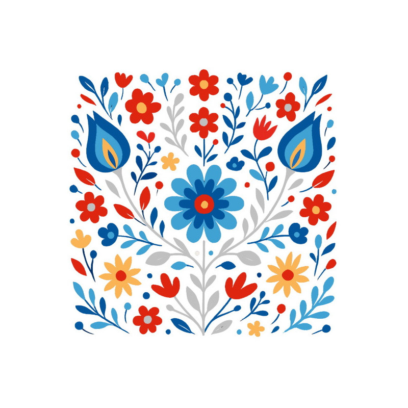 Torba bawełniana "Haft polski niebiesko-czerwony"