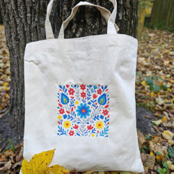 Torba bawełniana "Haft polski niebiesko-czerwony"